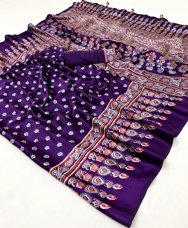 Jamun_Purple_Jamun_Ajrakh_Printed_Satin_Gaji_Silk_Saree_For_Women