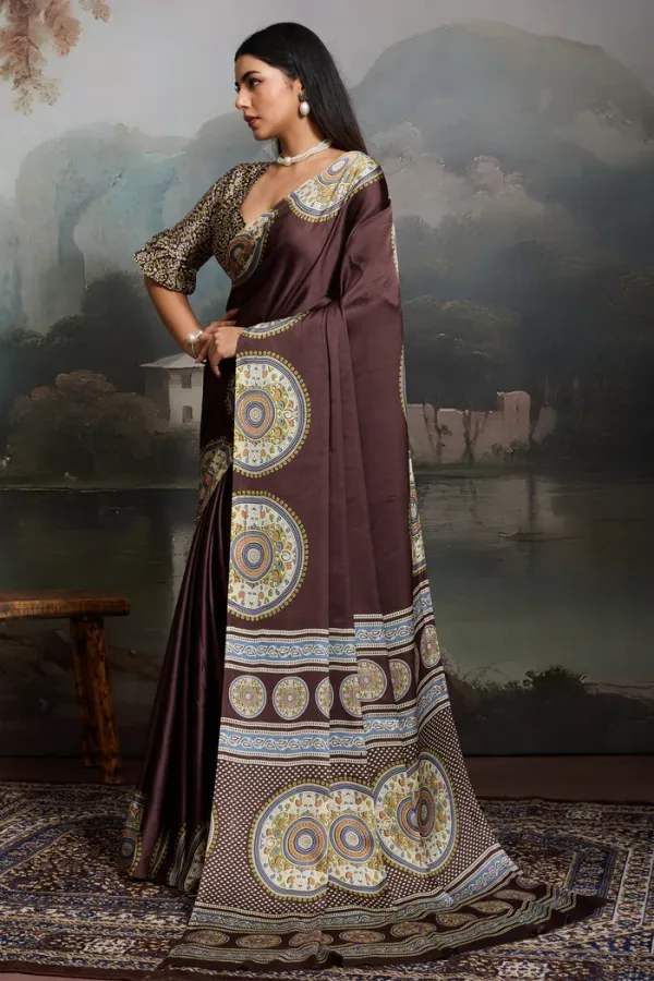 Pecan_Brown_Ajrakh_Modal_Ajrakh_Printed_Silk_Saree
