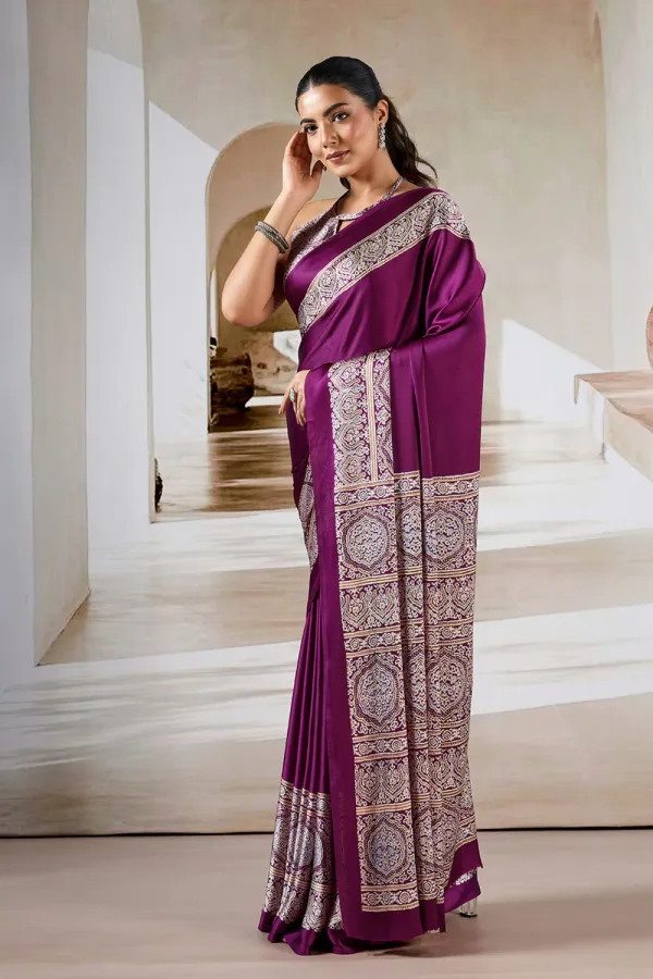 Purple_pizzazz_Ajrakh_Printed_Satin_Crepe_Silk_Saree