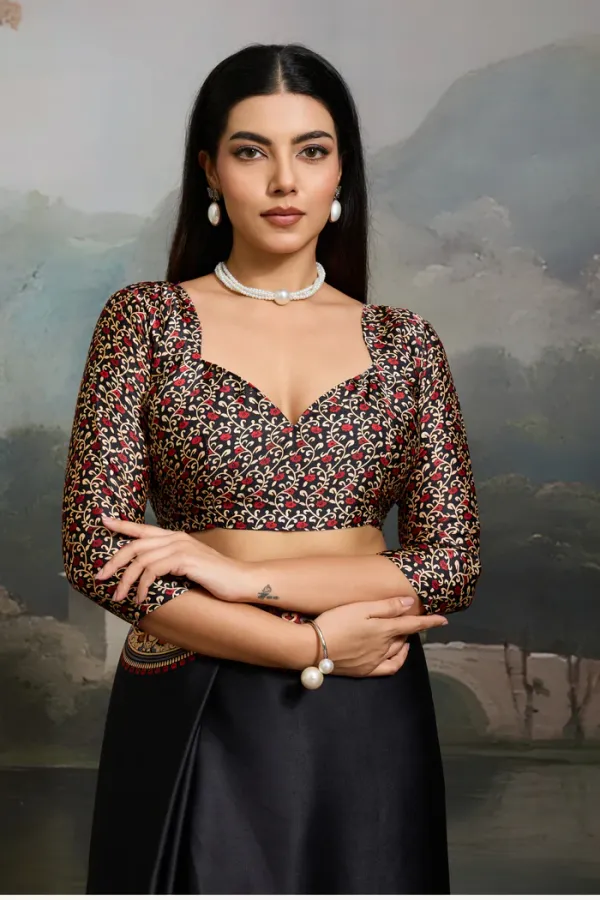 Stone_Black_Modal_Ajrakh_Printed_Silk_Saree