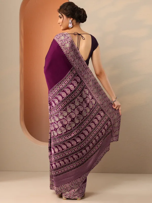 Wine_Solid_Satin_Saree_With_Unstitched_Blouse_Piece