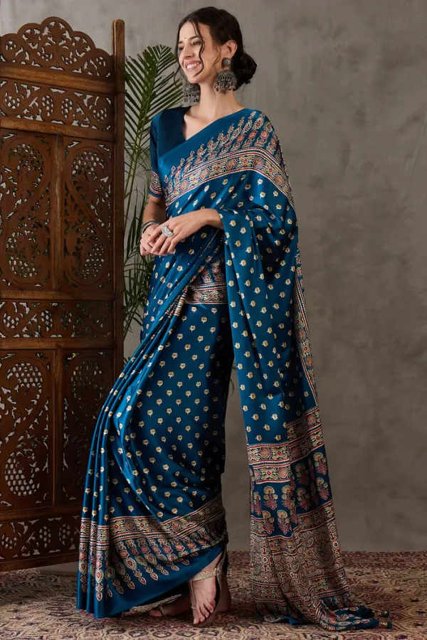 James_Blue_James_Ajrakh_Printed_Satin_Gaji_Silk_Saree_For_Women