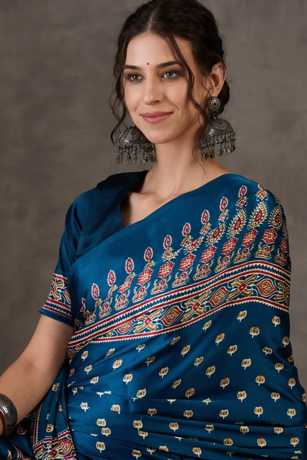 James_Blue_James_Ajrakh_Printed_Satin_Gaji_Silk_Saree_For_Women