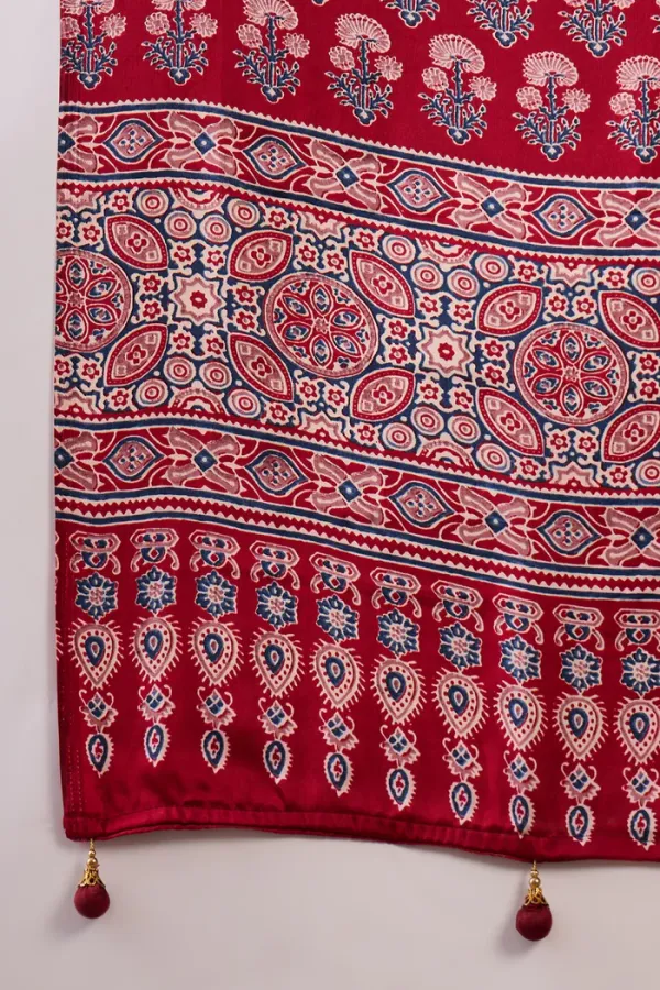 Dark_Rose_Ajrakh_Printed_Satin_Gaji_Silk_Saree_For_Women