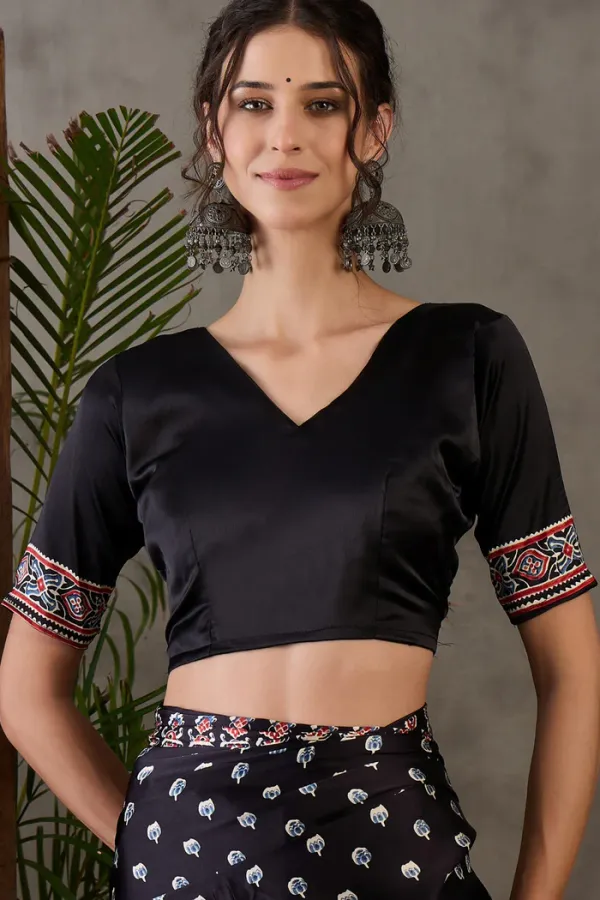Tuna_Black_Ajrakh_Printed_Satin_Gaji_Silk_Saree_For_Women
