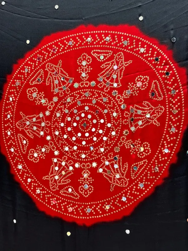 Black_Bandhani_Ajrakh_Real_Mirror_Modal_Silk_Saree_With_Blouse_