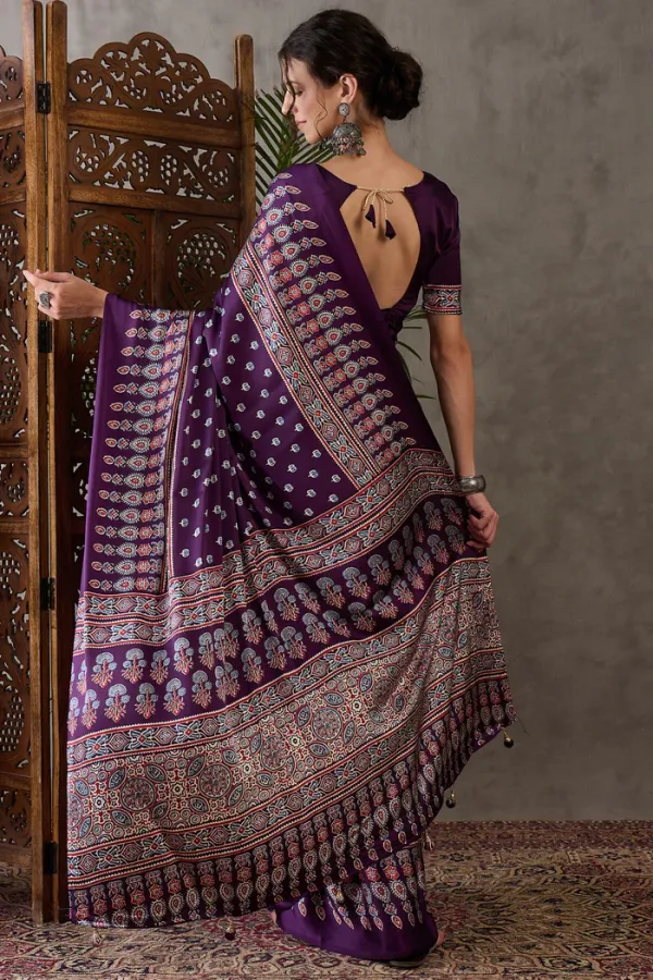 Jamun_Purple_Jamun_Ajrakh_Printed_Satin_Gaji_Silk_Saree_For_Women