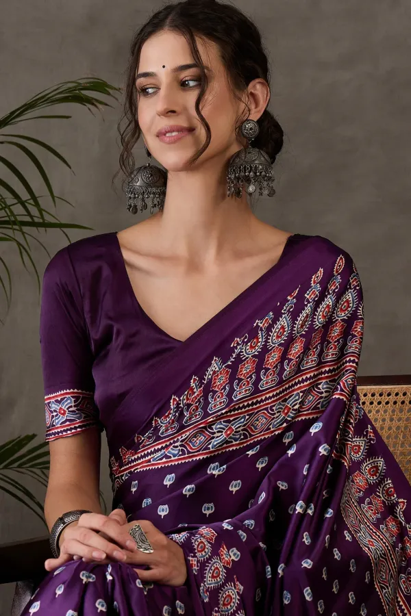 Jamun_Purple_Jamun_Ajrakh_Printed_Satin_Gaji_Silk_Saree_For_Women