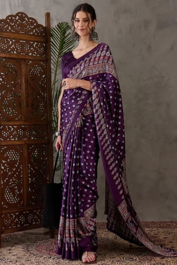 Jamun_Purple_Jamun_Ajrakh_Printed_Satin_Gaji_Silk_Saree_For_Women