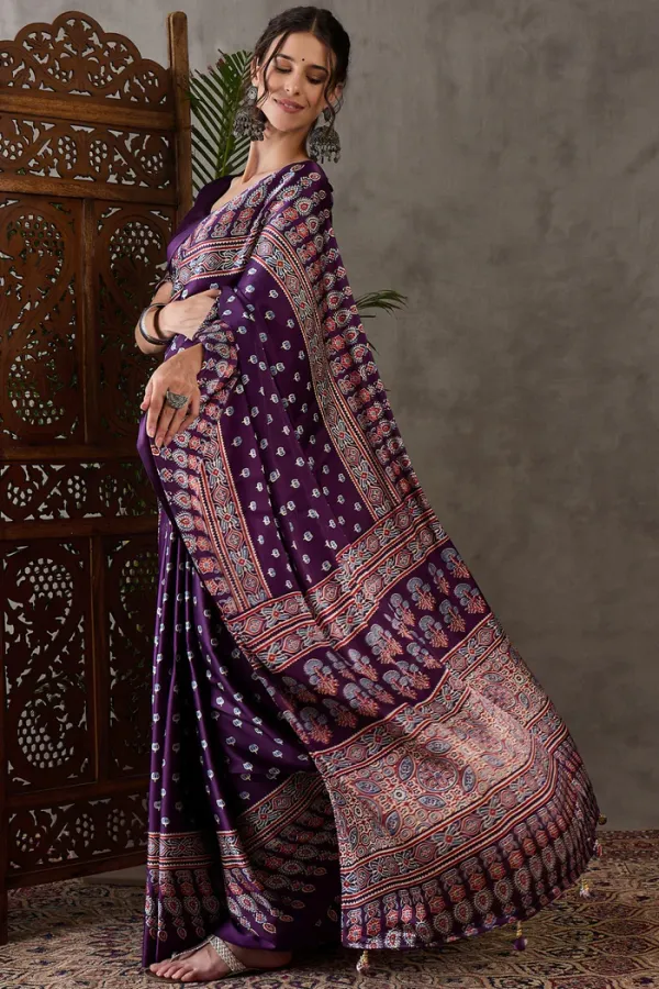 Jamun_Purple_Jamun_Ajrakh_Printed_Satin_Gaji_Silk_Saree_For_Women