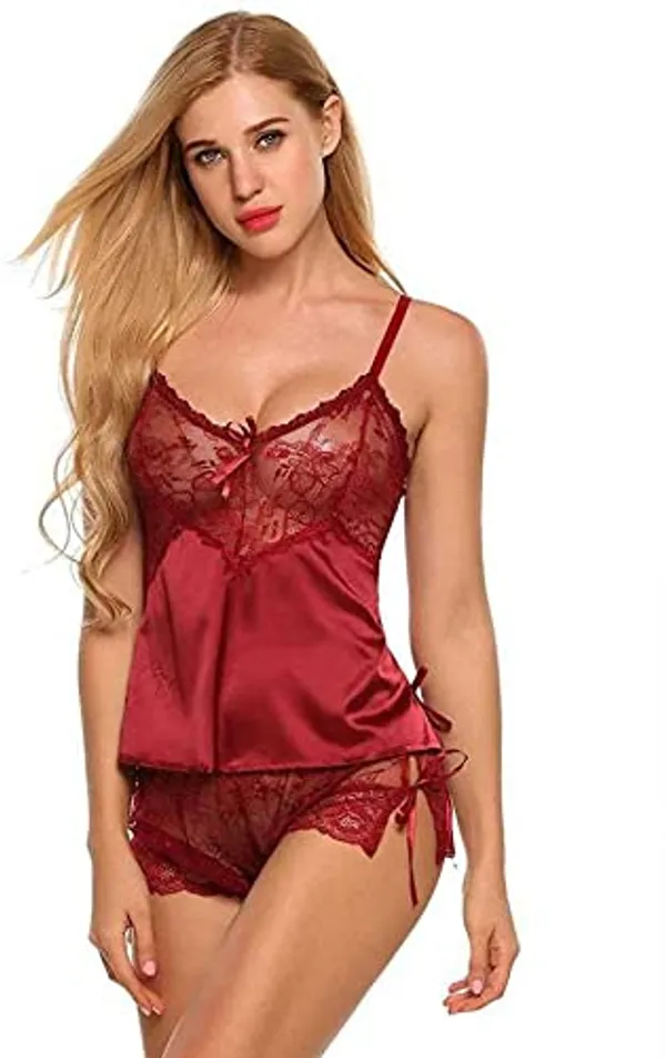 Maroon_Net_Premium_Babydoll_Dress_For_Women