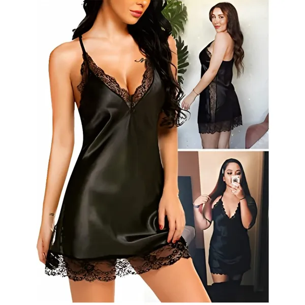 Black_Satin_Premium_Babydoll_Dress_For_Women