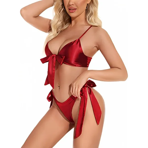 Maroon_Satin_Premium_Bikini_Set_For_Women