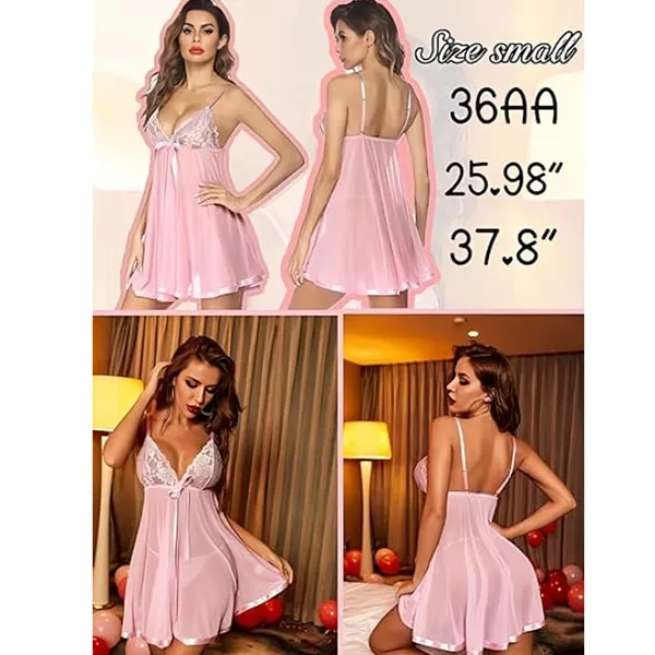 Pink_Net_Premium_Babydoll_Nightwear_For_Women
