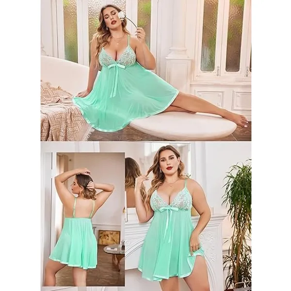 Seagreen_Net_Premium_Babydoll_Nightwear_For_Women