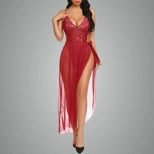 Maroon_Net_Premium_Babydoll_Dress_For_Women