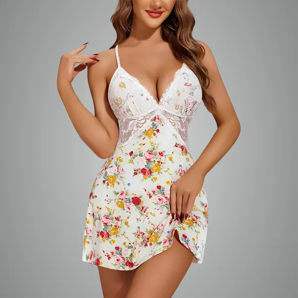 Floralwhite_Lycra_Premium_Nightdress_For_Women