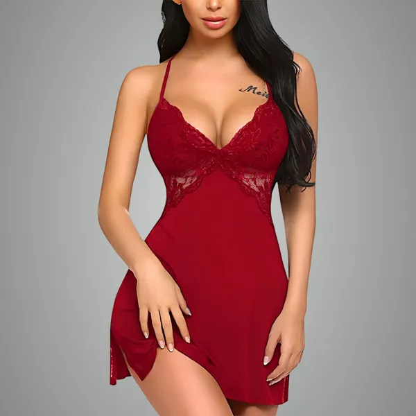 Maroon_Lycra_Premium_Nightdress_For_Women