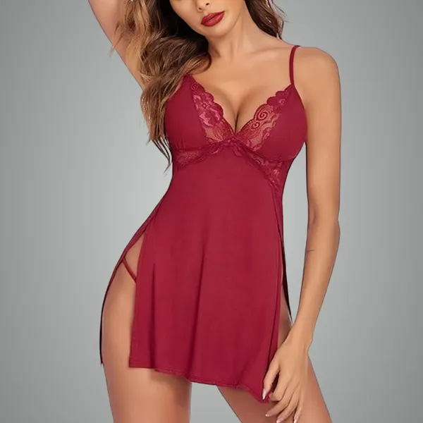 Maroon_Satin,Lycra_Premium_Lingerie_For_Women