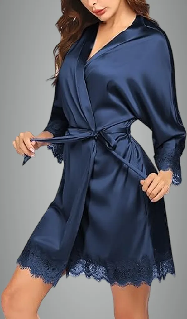Navyblue_Satin_Premium_Robe_For_Women