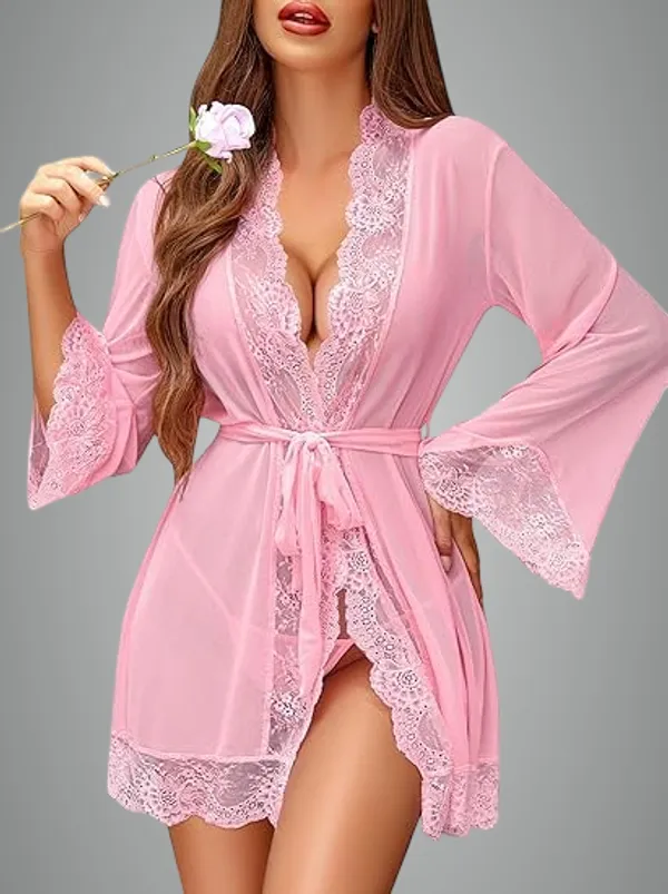 Pink_Net_Premium_Nightdress_For_Women