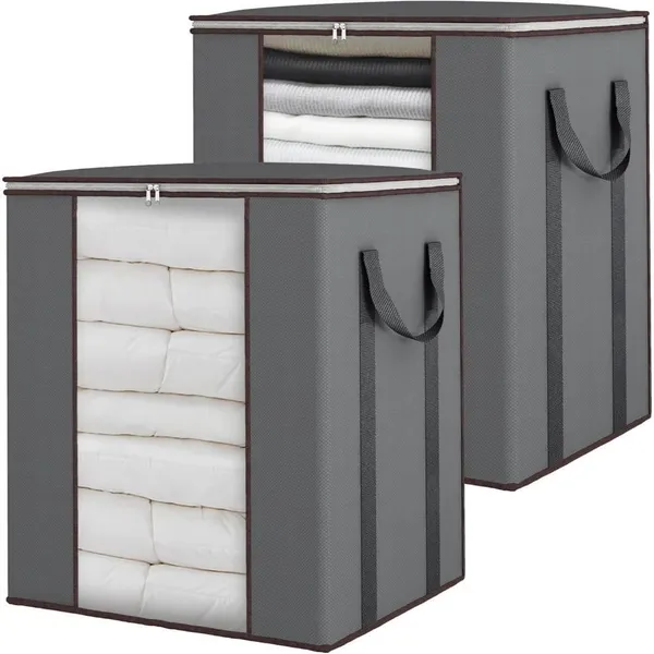 Grey_Non_Woven_Premium_Big_Size_Blanket_Storage_Bag_Garment_Cover_For_Home__(Pack_Of_2)