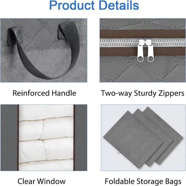 Grey_Non_Woven_Premium_Big_Size_Blanket_Storage_Bag_Garment_Cover_For_Home__(Pack_Of_6)