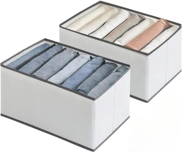 Light_Grey_Non_Woven_Premium_7_Compartment_Storage_Box_Garment_Cover_For_Home__(Pack_Of_2)
