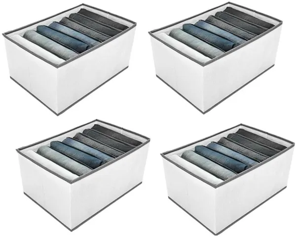 Light_Grey_Non_Woven_Premium_7_Compartment_Storage_Box_Garment_Cover_For_Home__(Pack_Of_4)