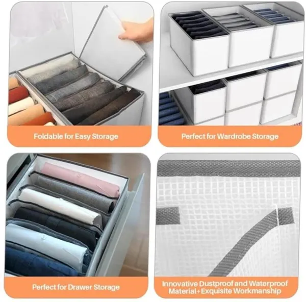 Light_Grey_Non_Woven_Premium_7_Compartment_Storage_Box_Garment_Cover_For_Home__(Pack_Of_4)