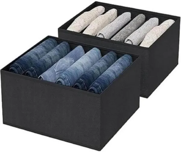 Black_Non_Woven_Premium_7_Compartment_Storage_Box_Garment_Cover_For_Home__(Pack_Of_2)