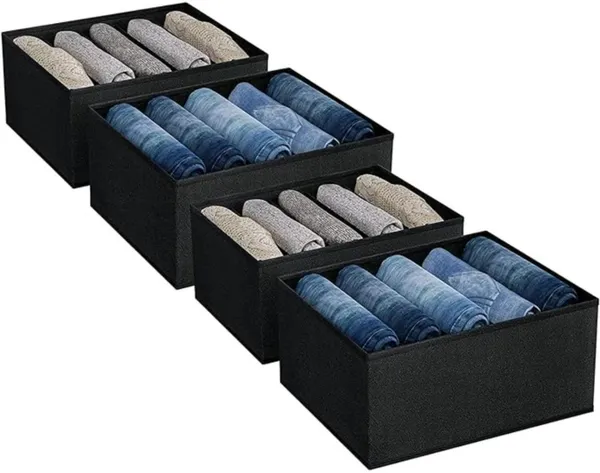 Black_Non_Woven_Premium_7_Compartment_Storage_Box_Garment_Cover_For_Home__(Pack_Of_4)