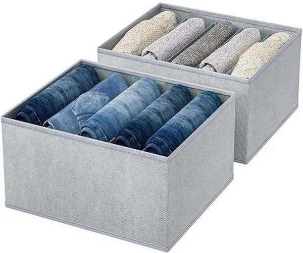 Grey_Non_Woven_Premium_7_Compartment_Storage_Box_Garment_Cover_For_Home__(Pack_Of_2)