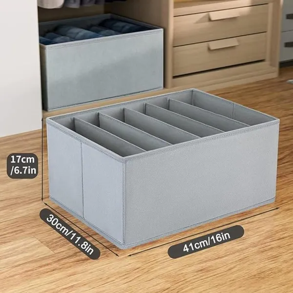 Grey_Non_Woven_Premium_7_Compartment_Storage_Box_Garment_Cover_For_Home__(Pack_Of_2)