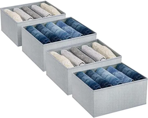 Grey_Non_Woven_Premium_7_Compartment_Storage_Box_Garment_Cover_For_Home__(Pack_Of_4)