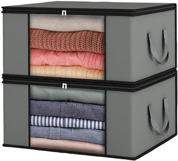 Grey_Non_Woven_Premium_Blanket_Storage_Bag_Garment_Cover_For_Home__(Pack_Of_2)