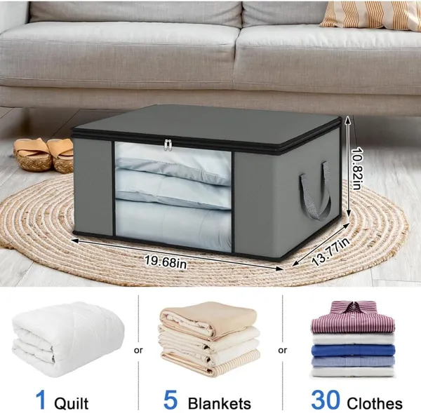 Grey_Non_Woven_Premium_Blanket_Storage_Bag_Garment_Cover_For_Home__(Pack_Of_3)