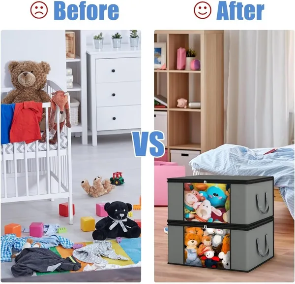 Grey_Non_Woven_Premium_Blanket_Storage_Bag_Garment_Cover_For_Home__(Pack_Of_4)
