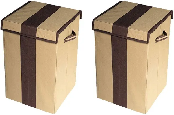 Beige_&_Brown_Non_Woven_Premium_Laundry_Basket_Laundry_Basket_For_Home__(Pack_Of_2)