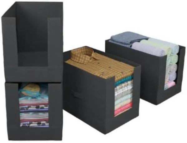 Black_Non_Woven_Premium_Shirt_Stacker_Organizer_Garment_Cover_For_Home__(Pack_Of_4)