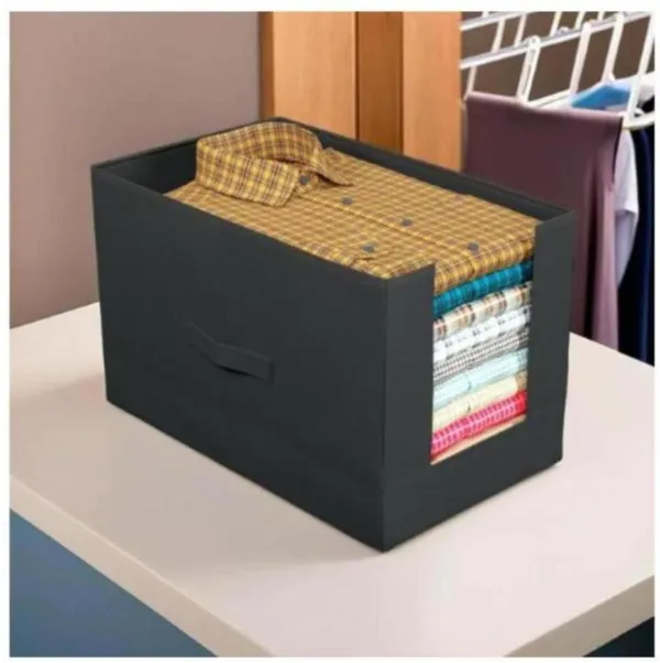 Black_Non_Woven_Premium_Shirt_Stacker_Organizer_Garment_Cover_For_Home__(Pack_Of_4)