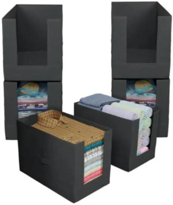 Black_Non_Woven_Premium_Shirt_Stacker_Organizer_Garment_Cover_For_Home__(Pack_Of_6)