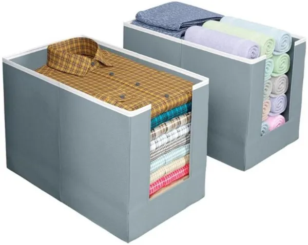 Grey_Non_Woven_Premium_Shirt_Stacker_Organizer_Garment_Cover_For_Home__(Pack_Of_2)