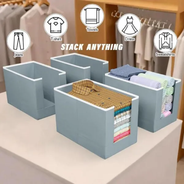 Grey_Non_Woven_Premium_Shirt_Stacker_Organizer_Garment_Cover_For_Home__(Pack_Of_3)