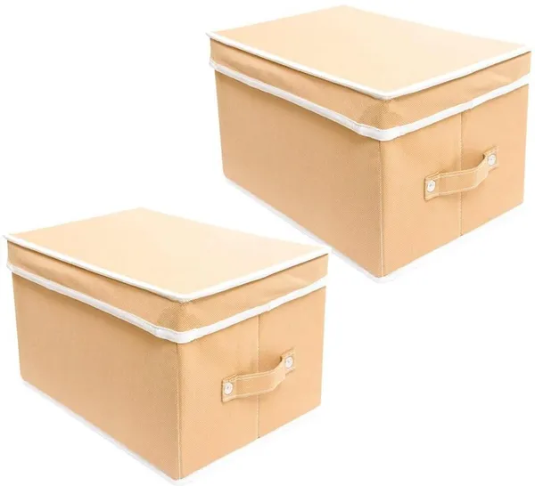 Beige_Non_Woven_Premium_Storage_Box_with_Lid_Garment_Cover_For_Home__(Pack_Of_2)