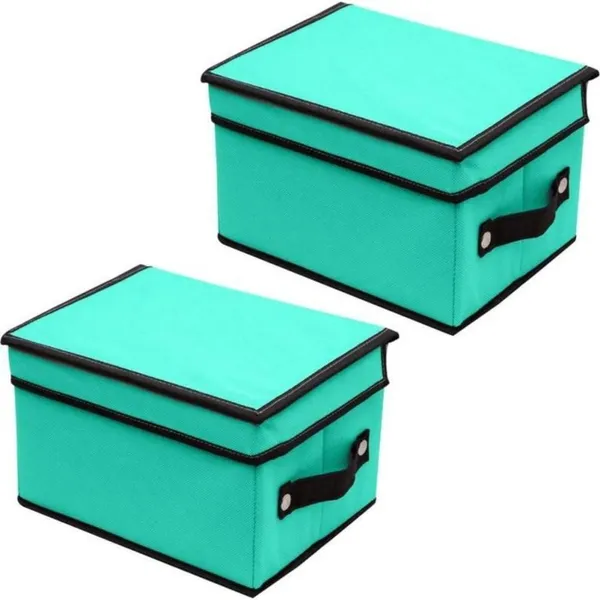 Green_Non_Woven_Premium_Storage_Box_with_Lid_Garment_Cover_For_Home__(Pack_Of_2)
