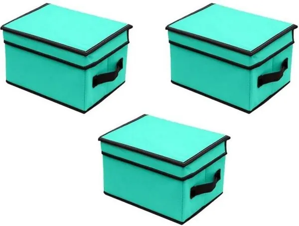 Green_Non_Woven_Premium_Storage_Box_with_Lid_Garment_Cover_For_Home__(Pack_Of_3)