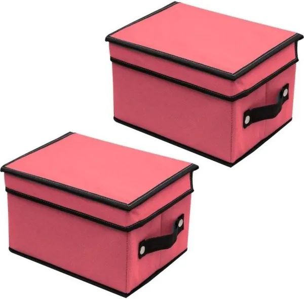 Red_Non_Woven_Premium_Storage_Box_with_Lid_Garment_Cover_For_Home_(Pack_Of_2)
