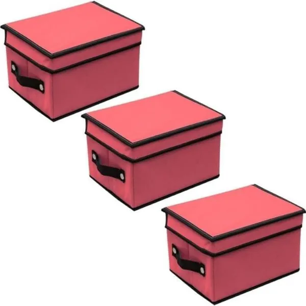 Red_Non_Woven_Cotton_Premium__Storage_Box_For_Home__(Pack_Of_3)