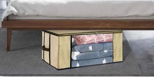 Beige_Non_Woven_Premium_Transparent_Window_Blanket_Storage_Bag_Garment_Cover_For_Home